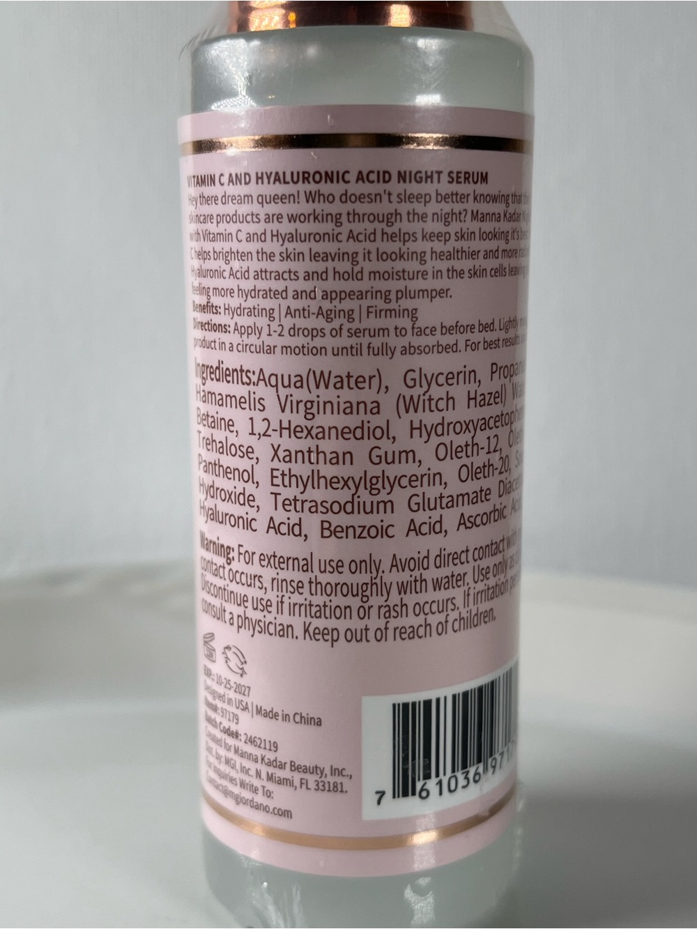 New Sealed Manna Kadar Vitamin C Hyaluronic Acid Night Serum - Picture 3 of 7